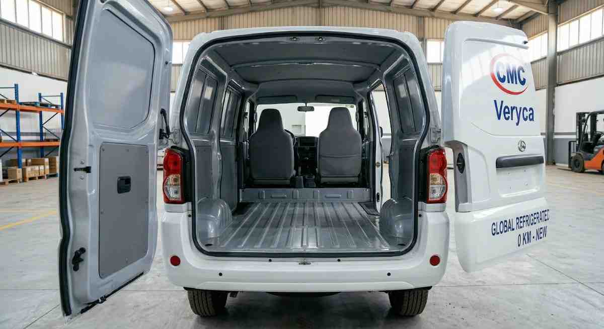 CMC Veryca Panel Van navigating urban streets for efficient logistics in Sudan.